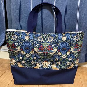 R.made＊BEST OF MORRIS＊ハンドメイド＊トートバッグ＊L＊ベストオブモリス＊ネイビー