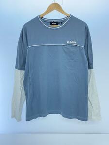 X-LARGE◆Layerd L/S Crew Tee/長袖Tシャツ/L/コットン/BLU/無地/101211013005