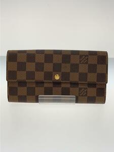 LOUIS VUITTON◆ポルト・フォイユ・サラ_ダミエ・エベヌ_BRW/M61734/PVC/BRW/総柄/レディース