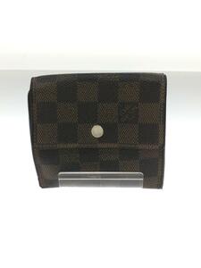 LOUIS VUITTON◆ポルト・モネ・ビエカルトクレディ_ダミエ・エベヌ_BRW/PVC/BRW/レディース//