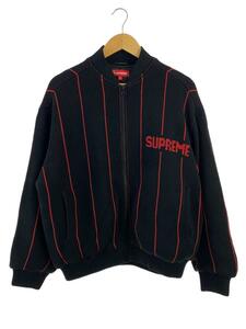 Supreme◆23SS/Pinstripe Varsity Zip Up Sweater/ブルゾン/M/ポリエステル/BLK