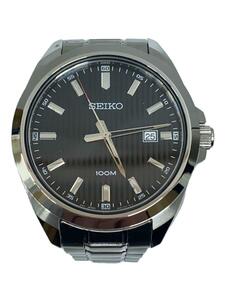 SEIKO◆クォーツ腕時計/アナログ/ステンレス/BLK/SLV/SS/6N42-00H0