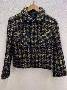 tricot COMME des GARCONS◆OLD/モヘヤ混ツイードジャケット/M/ウール/BLK/総柄/TD-J013//