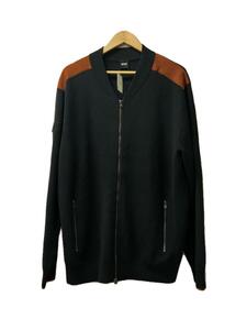 HUGO BOSS◆ジップアップニットブルゾン/ジャケット/SIZE:XXXL/コットンウール/ブラック