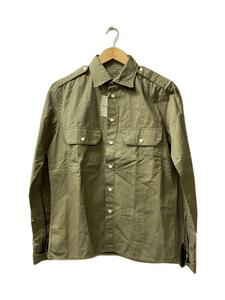 MILITARY◆40s～50s/ミリタリーシャツ/シェルボタン/SIZE:46/コットンリネン/グレー