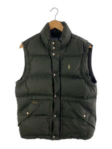 POLO RALPH LAUREN◆ダウンベスト/S/ナイロン/KHK/シミ有