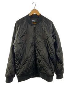 STUSSY◆Satin Palm Souvenir Jacket/ブルゾン/XXL/ポリエステル/BLK/115317-001