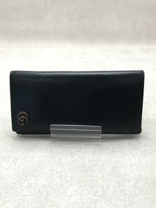 GUCCI◆長財布/レザー/BLK/無地/メンズ//