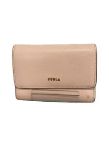 FURLA◆3つ折り財布/レザー/PNK/無地/レディース