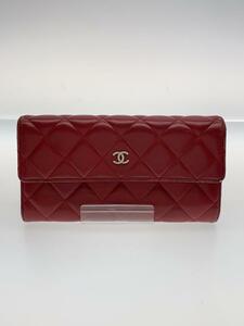 CHANEL◆長財布/-/RED/レディース//