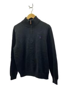 POLO RALPH LAUREN◆ハーフジップ/セーター(厚手)/L/コットン/BLK/無地