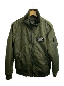 ALPHA INDUSTRIES◆フライトジャケット/L/ナイロン/KHK/20547/フード欠品/毛玉有