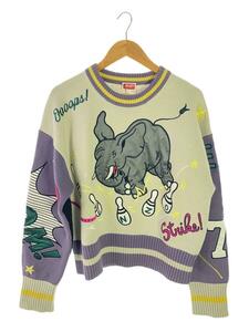 KENZO◆BOWLING ELEPHANT JUMPER/刺繍ニット/セーター(厚手)/S/コットン/マルチカラー