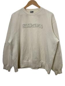 STUSSY◆90s/銀タグ/スウェット/L/コットン/WHT