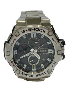 CASIO◆ソーラー腕時計・G-SHOCK/アナログ/ステンレス/BLK/SLV/GST-B100D-1AJF