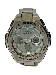 CASIO◆ソーラー腕時計・G-SHOCK/デジアナ/ステンレス/WHT/SLV/GST-W110D-7AJF