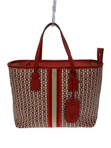 TORY BURCH◆トートバッグ/-/RED/総柄/10011011