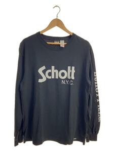 Schott◆USA製/長袖Tシャツ/XL/コットン/BLK/3173066/ロゴプリント