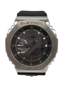 CASIO◆クォーツ腕時計_G-SHOCK/デジアナ/ラバー/SLV/BLK/SS//