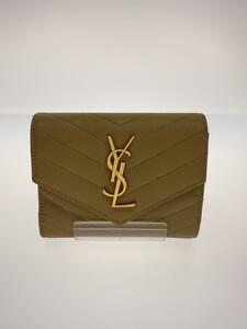 YVES SAINT LAURENT◆3つ折り財布/-/BEG/レディース