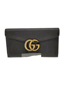 GUCCI◆長サイフ_GGマーモント/レザー/BLK/メンズ