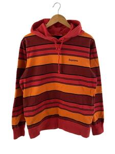 Supreme◆17SS/Striped Hooded Crewneck/パーカー/M/コットン/RED/ボーダー