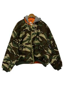 VETEMENTS◆Hooded Camo Bomber/フライトジャケット/S/コットン/KHK/カモフラ/UA53JA900C//