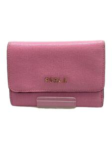 FURLA◆3つ折り財布/レザー/PNK/無地/レディース//