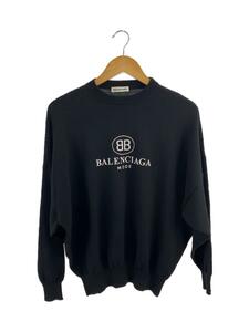 BALENCIAGA◆エンブロイダリー/BBロゴ/セータ-/34/ウール/BLK