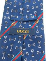 GUCCI◆ネクタイ/シルク/NVY/メンズ/RED/ストライプ/BLUE/GG_画像3