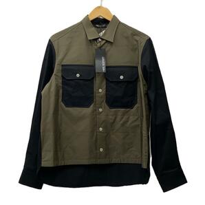 NEIL BARRETT◆PADDED NYLON CHEST POCKETS SHIRT/S/コットン/カーキ/無地の画像1