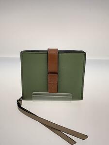 LOEWE◆コンパクトジップウォレット/2つ折り財布/レザー/GRN/レディース