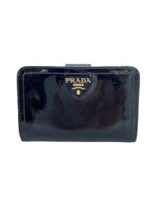 PRADA◆2つ折り財布/エナメル/BLK/レディース