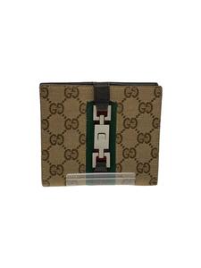 GUCCI◆2ツ折サイフ_ジャッキー_GGキャンバス/キャンバス/BRW/総柄/レディース