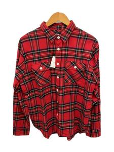 STUSSY◆長袖シャツ/M/コットン/RED/タータンCK