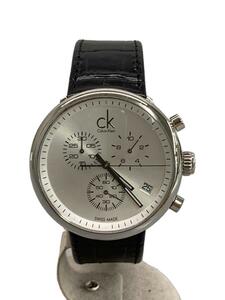 Calvin Klein◆クォーツ腕時計/アナログ/レザー/SLV/BLK/K2N281C6