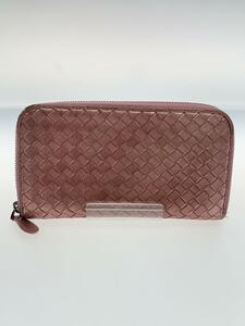 BOTTEGA VENETA◆長財布/レザー/PNK/状態考慮/角スレ有