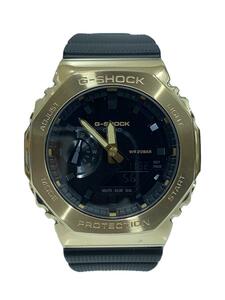 CASIO◆2100 Series/クォーツ腕時計_G-SHOCK/ラバーベルト/デジアナ/ブラック/ゴールド