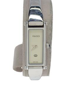 GUCCI◆インターロッキングG/クォーツ腕時計/アナログ/ステンレス/WHT/SLV/SS/1500l