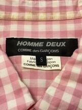 COMME des GARCONS HOMME DEUX◆ハンドステッチ/ギンガムチェックシャツ/長袖シャツ/S/コットン/ピンク/チェック/DAーB028/_画像3