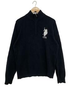 U.S.POLO ASSN.◆ハーフジップニット/セーター(厚手)/XL/-/BLK