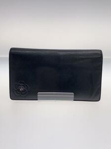 CHANEL◆長財布/レザー/BLK/レディース