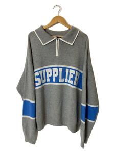 SUPPLIER◆セーター(薄手)/XL/アクリル/GRY/ハーフジップ