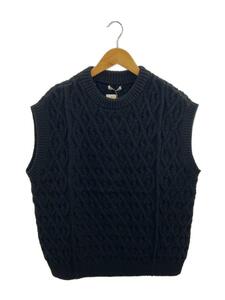 AURALEE◆HARD TWIST MERINO ARAN KNIT VEST/O/ウール/BLK/A9AV04FM