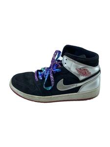 NIKE◆AIR JORDAN 1 MID/エアジョーダン1ミッド/ブラック/554724-057/25.5cm/別紐