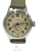 ELGIN◆40s/VINTAGE/MILITARY WATCH/手巻腕時計/アナログ/キャンバス/WHT/KHK_画像1