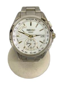 SEIKO◆ソーラー腕時計/アナログ/WHT/SLV/8B54-0BN0