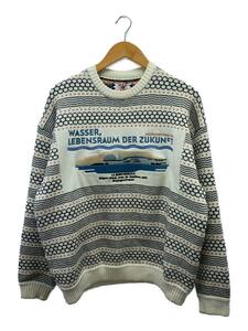 SON OF THE CHEESE◆LASEINE MUSICALE KNIT/セーター(厚手)/L/コットン/WHT/総柄/SC2120-KN03