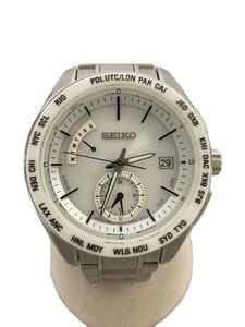 SEIKO* solar wristwatch / analogue /WHT/SLV/8B54-0BC0