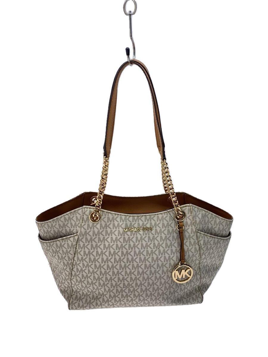 MICHAEL KORS◆トートバッグ/レザー/WHT/総柄/35F8GTVE7B